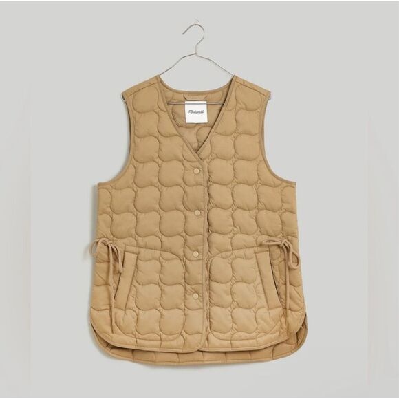 Madewell Jackets & Blazers - MADEWELL | Quilted Oversized Vest Puffer Tan Tie Waist Snap Close | Size Medium